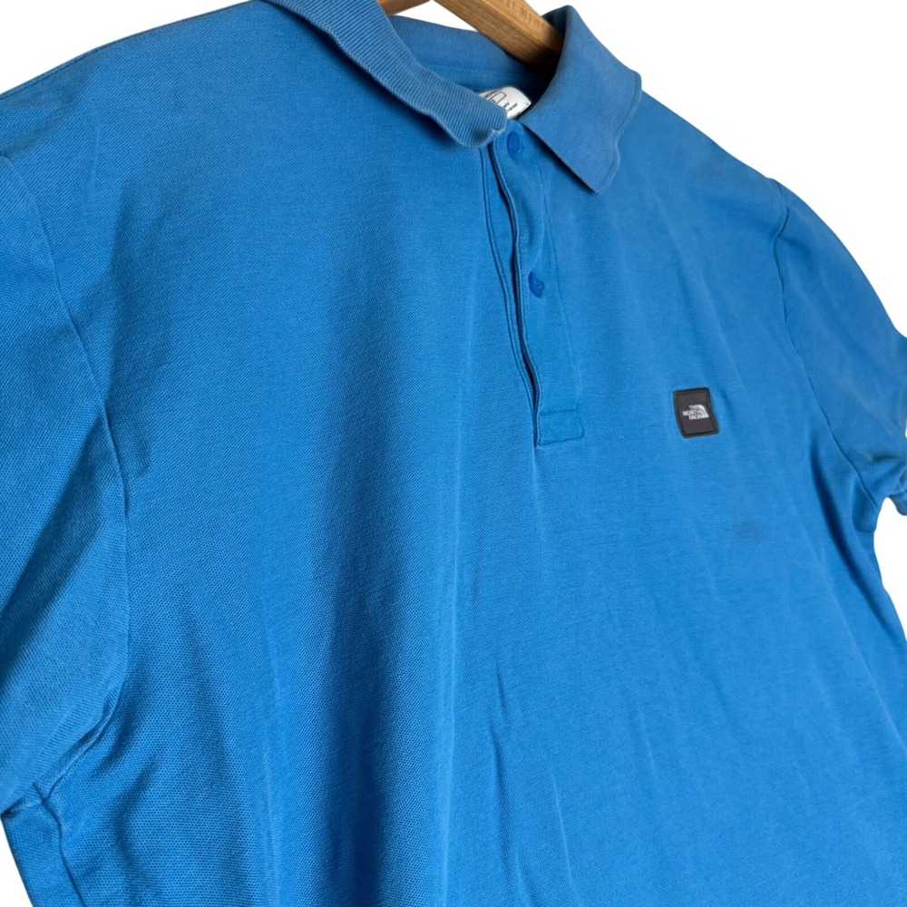 The North Face Mens Pima Cotton Pique‎ Polo Shirt Blue Large Regular Fit Logo